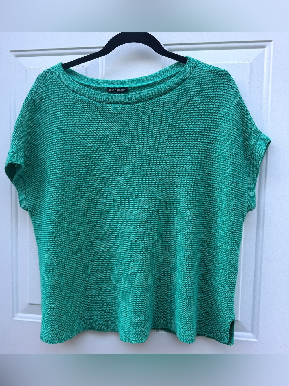 Eileen Fisher Green Knit Short-Sleeve sweater Top medium
